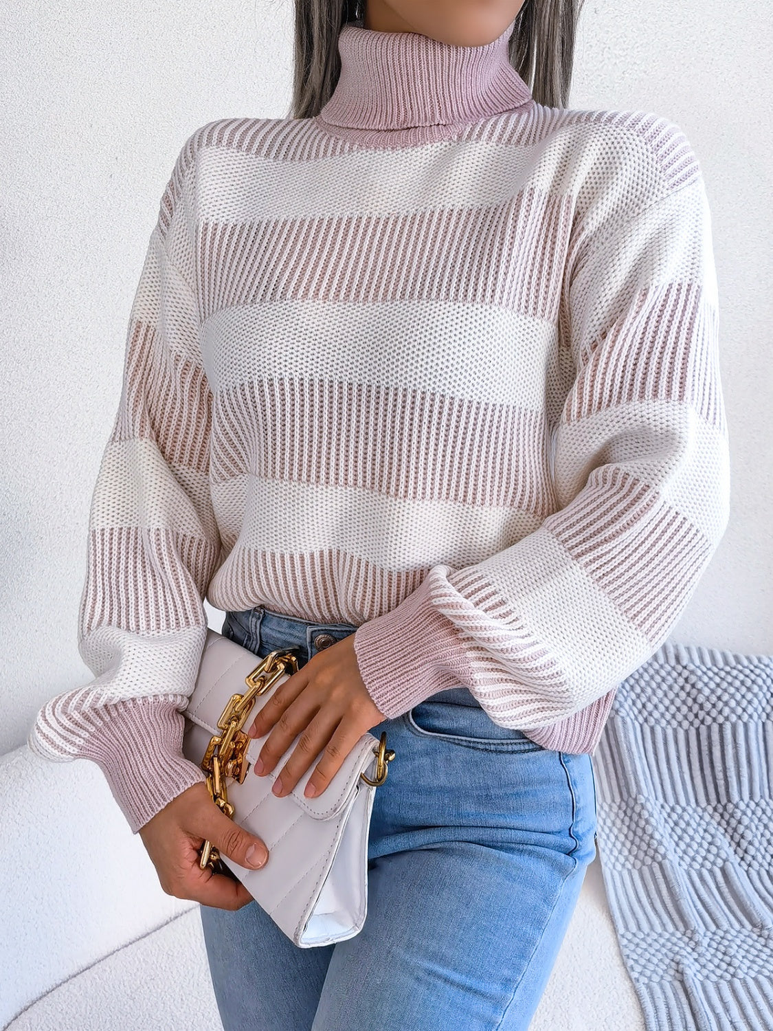 Striped Turtleneck Sweater