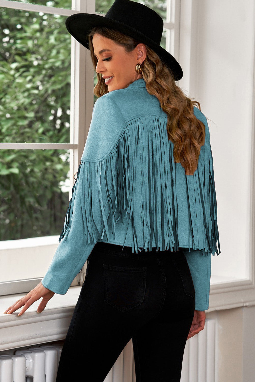 Fringe Trim Collar Cropped Blazer