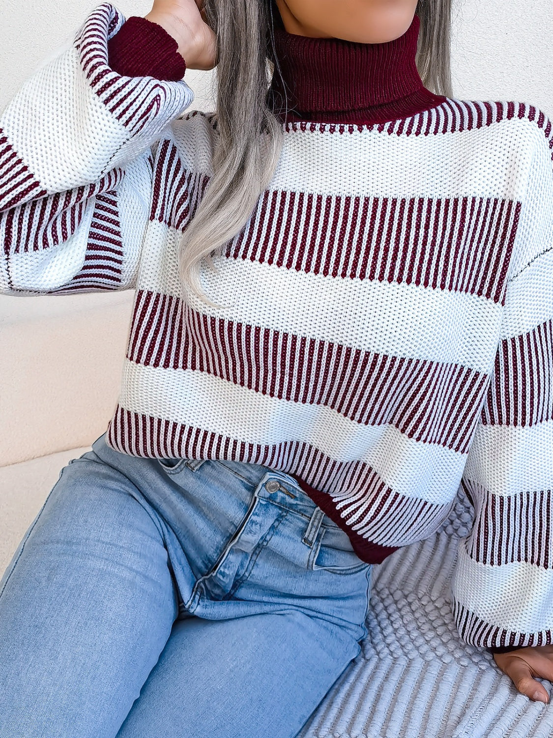 Striped Turtleneck Sweater