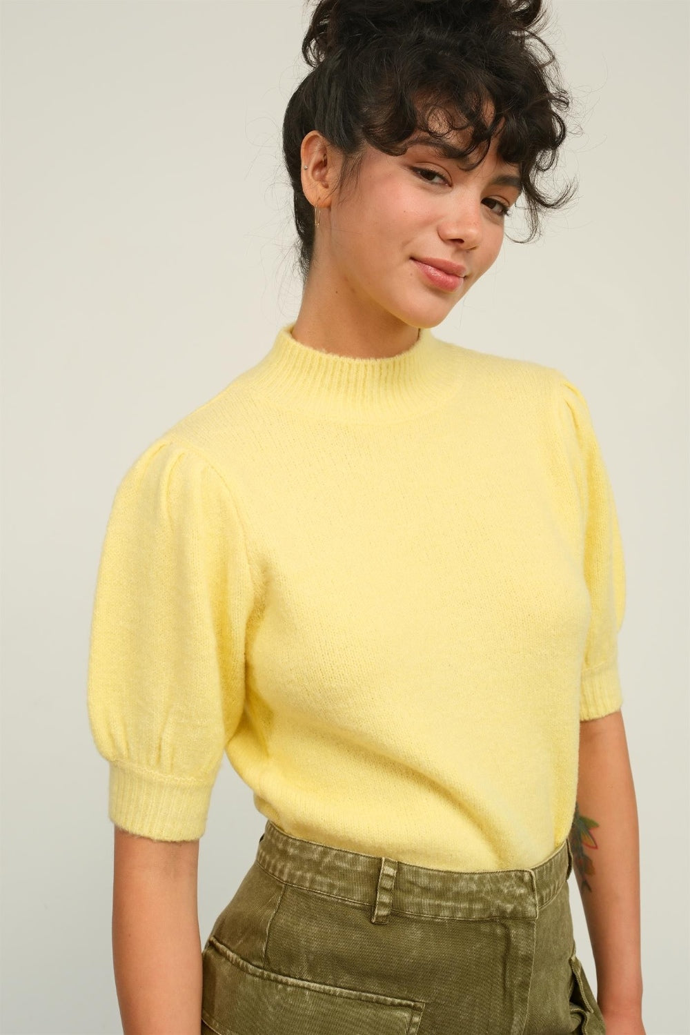 Lemon Puff Sleeve Sweater