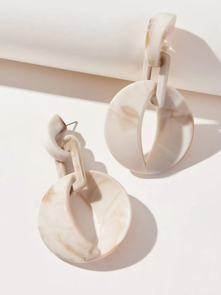 Grey and White Marble Earrings