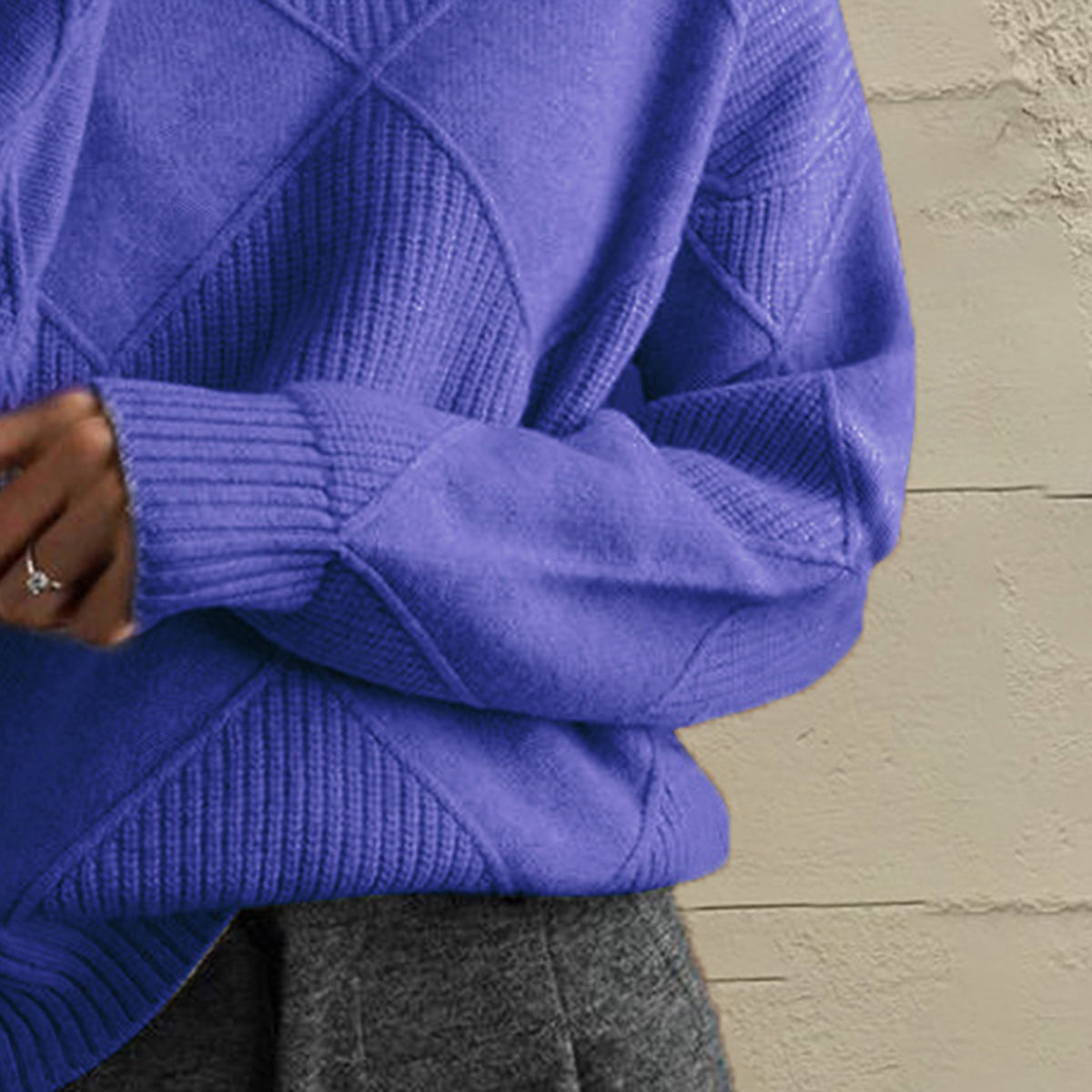 Geometric Turtleneck Sweater