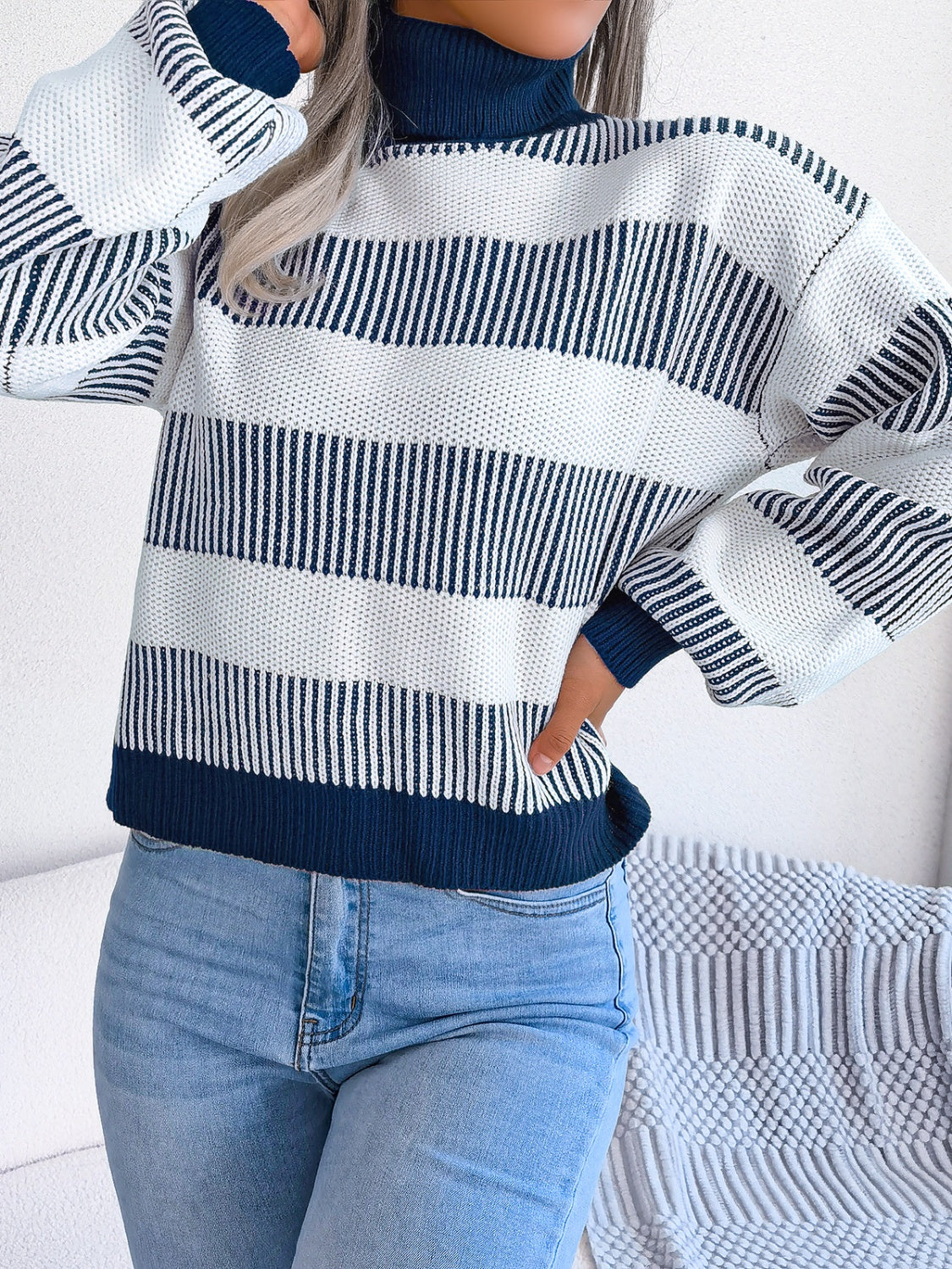 Striped Turtleneck Sweater