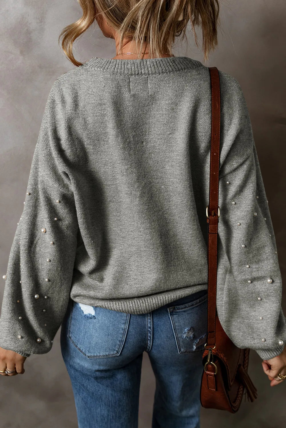Pearl Detail Sleeve Sweater