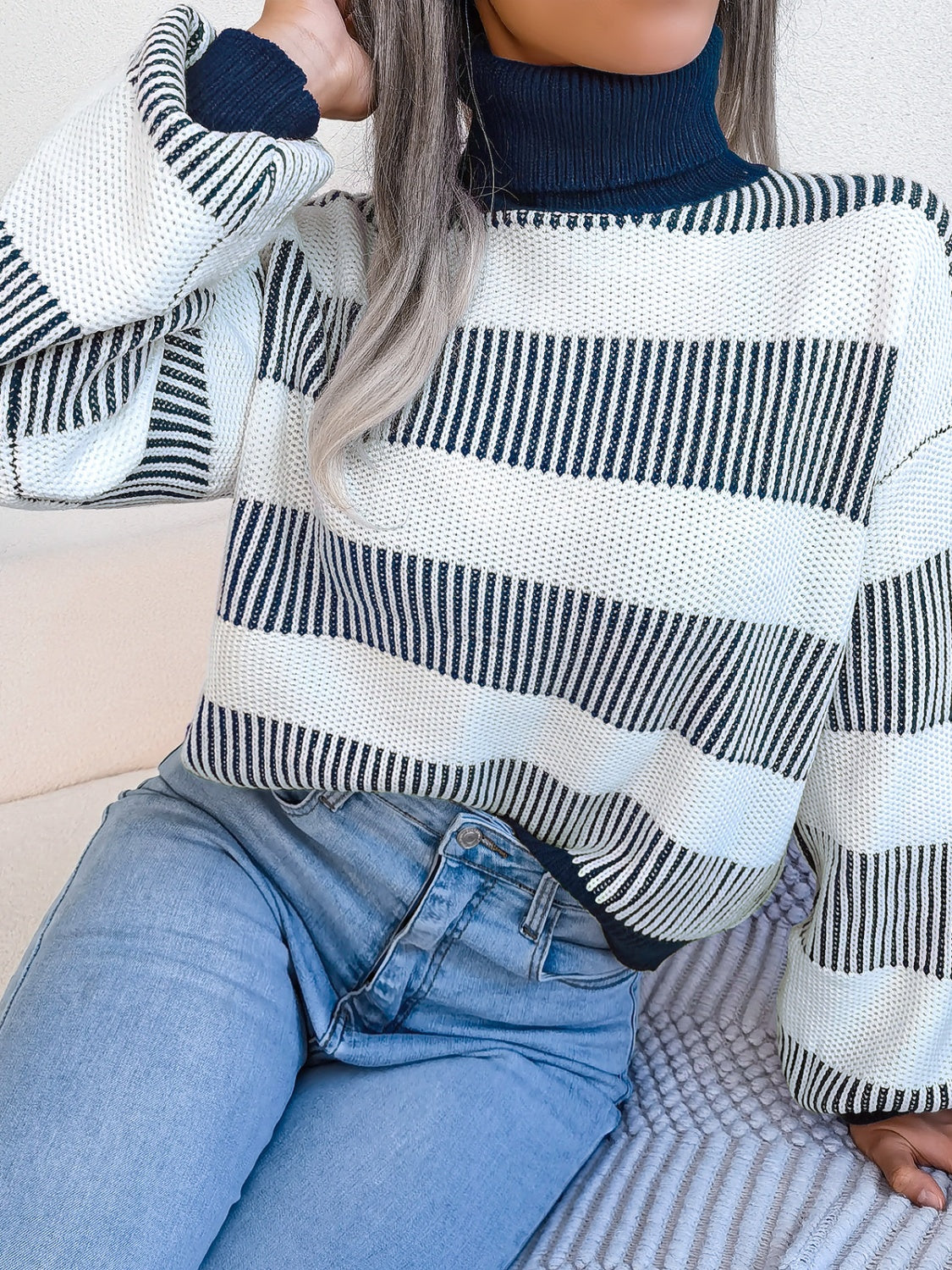 Striped Turtleneck Sweater