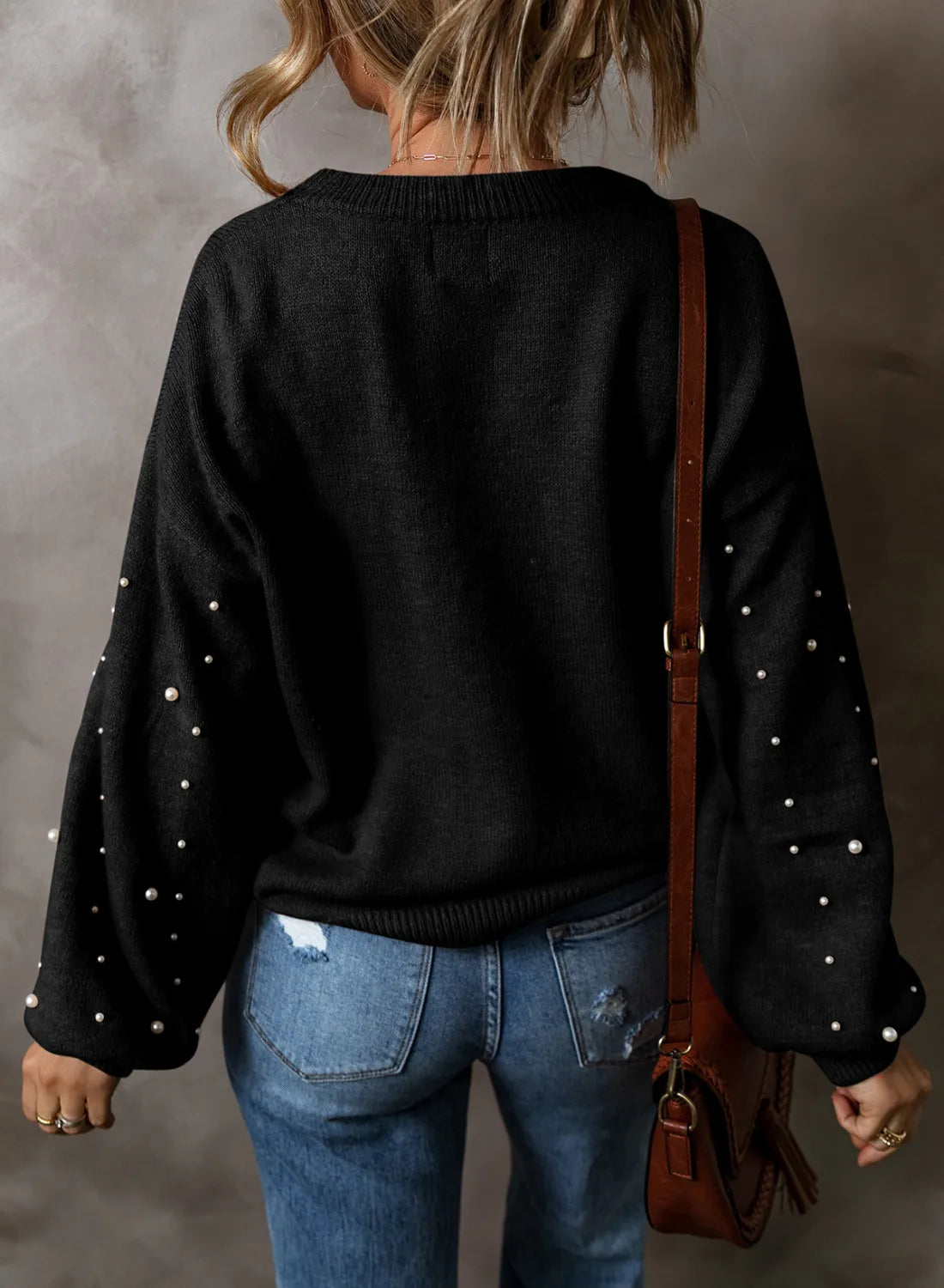 Pearl Detail Sleeve Sweater