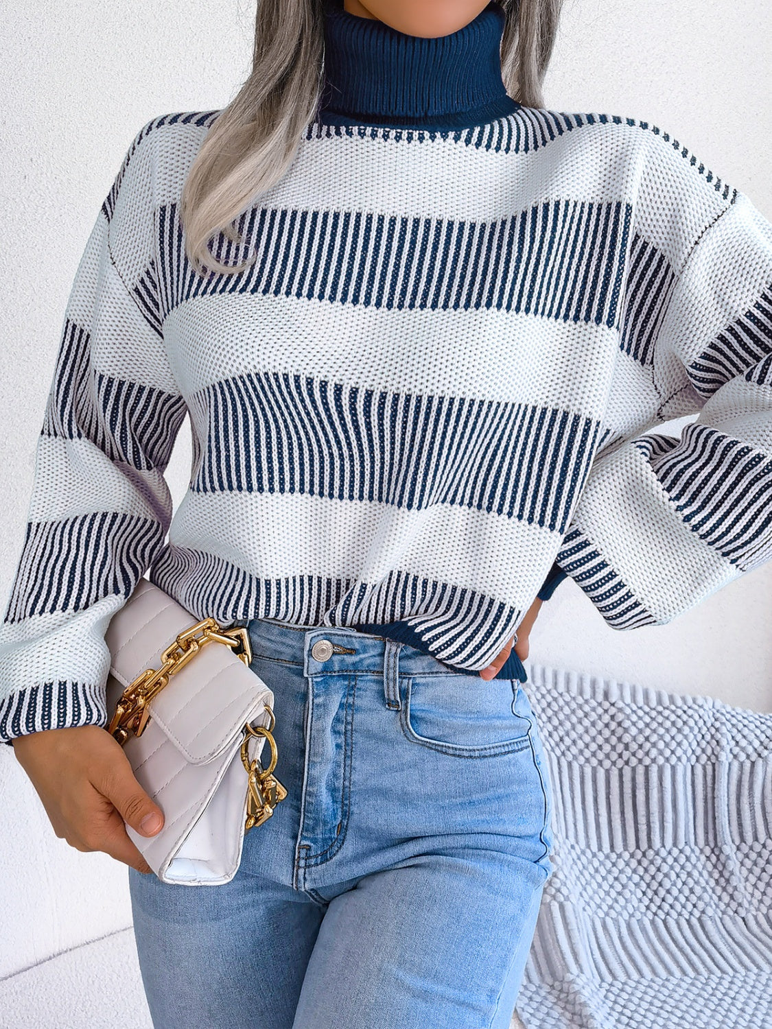 Striped Turtleneck Sweater