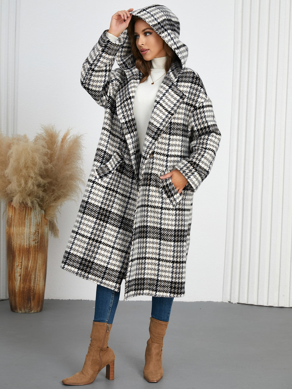 Mustard Plaid Longline Coat