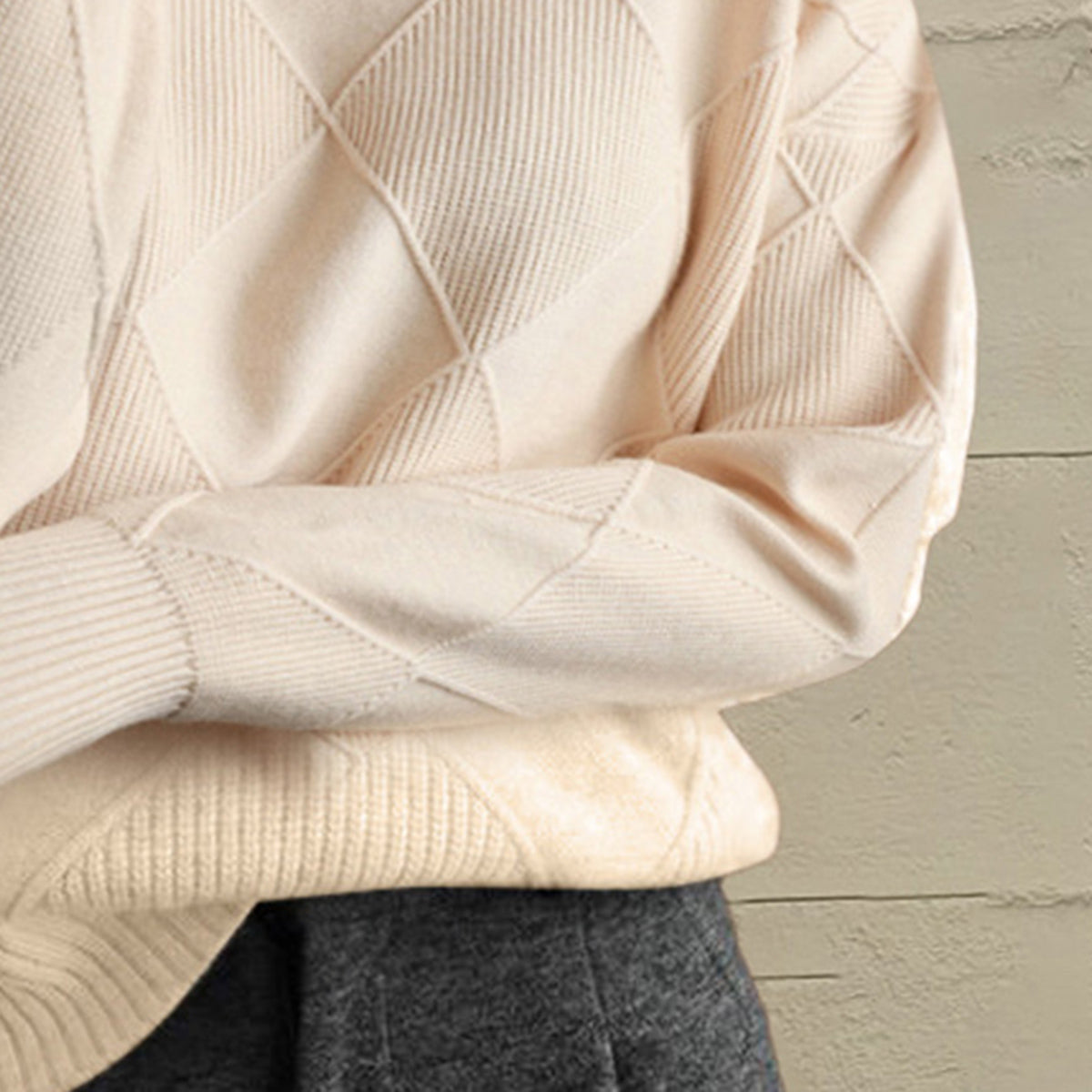 Geometric Turtleneck Sweater