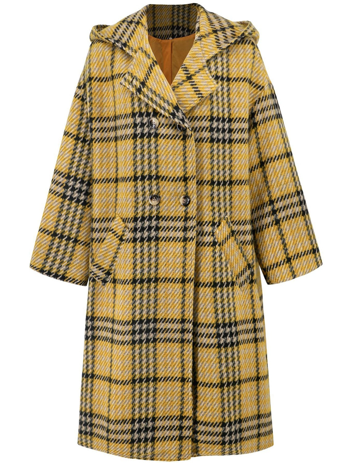 Mustard Plaid Longline Coat