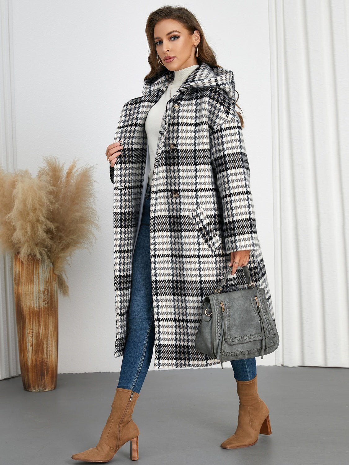 Mustard Plaid Longline Coat