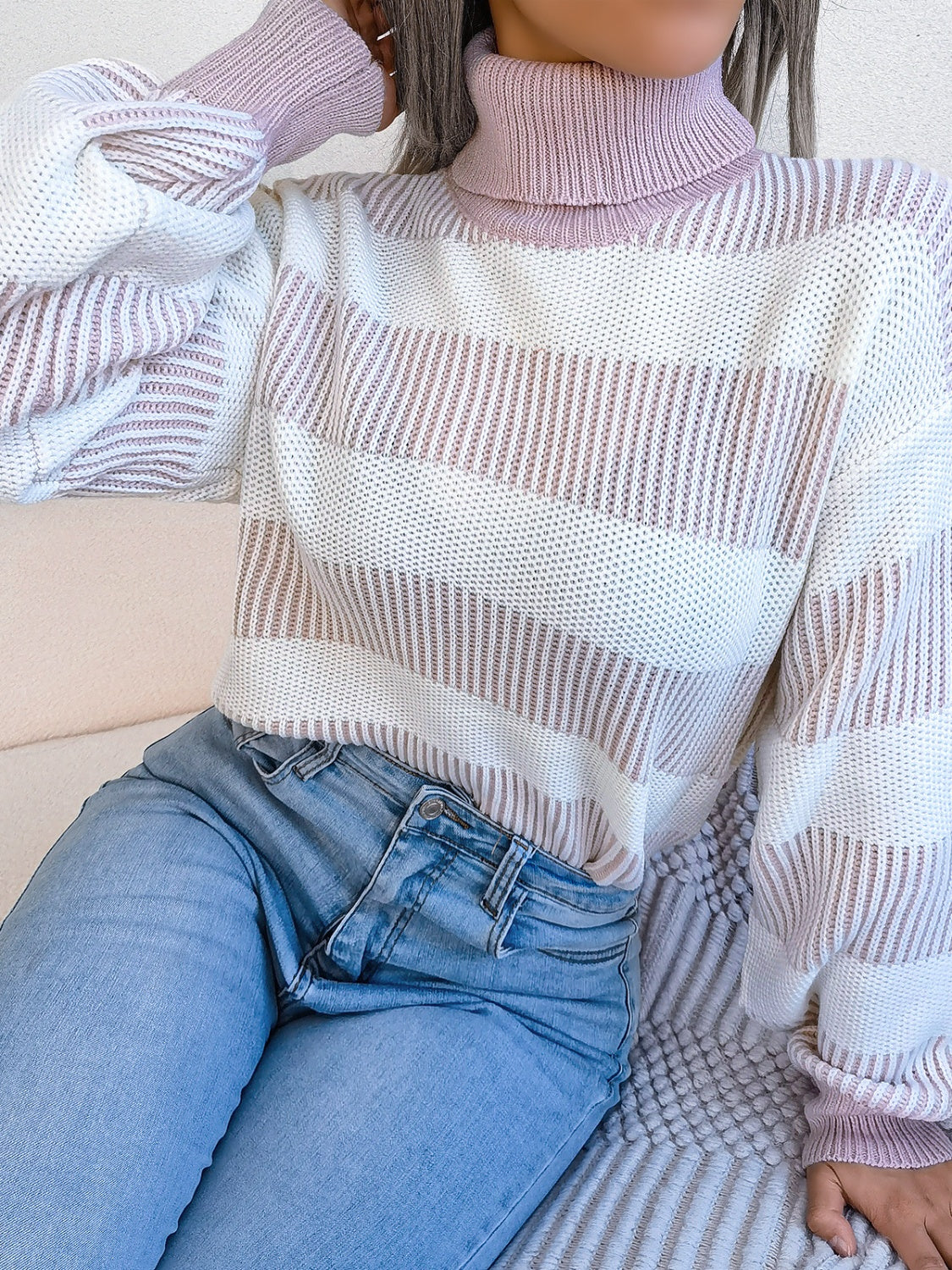 Striped Turtleneck Sweater