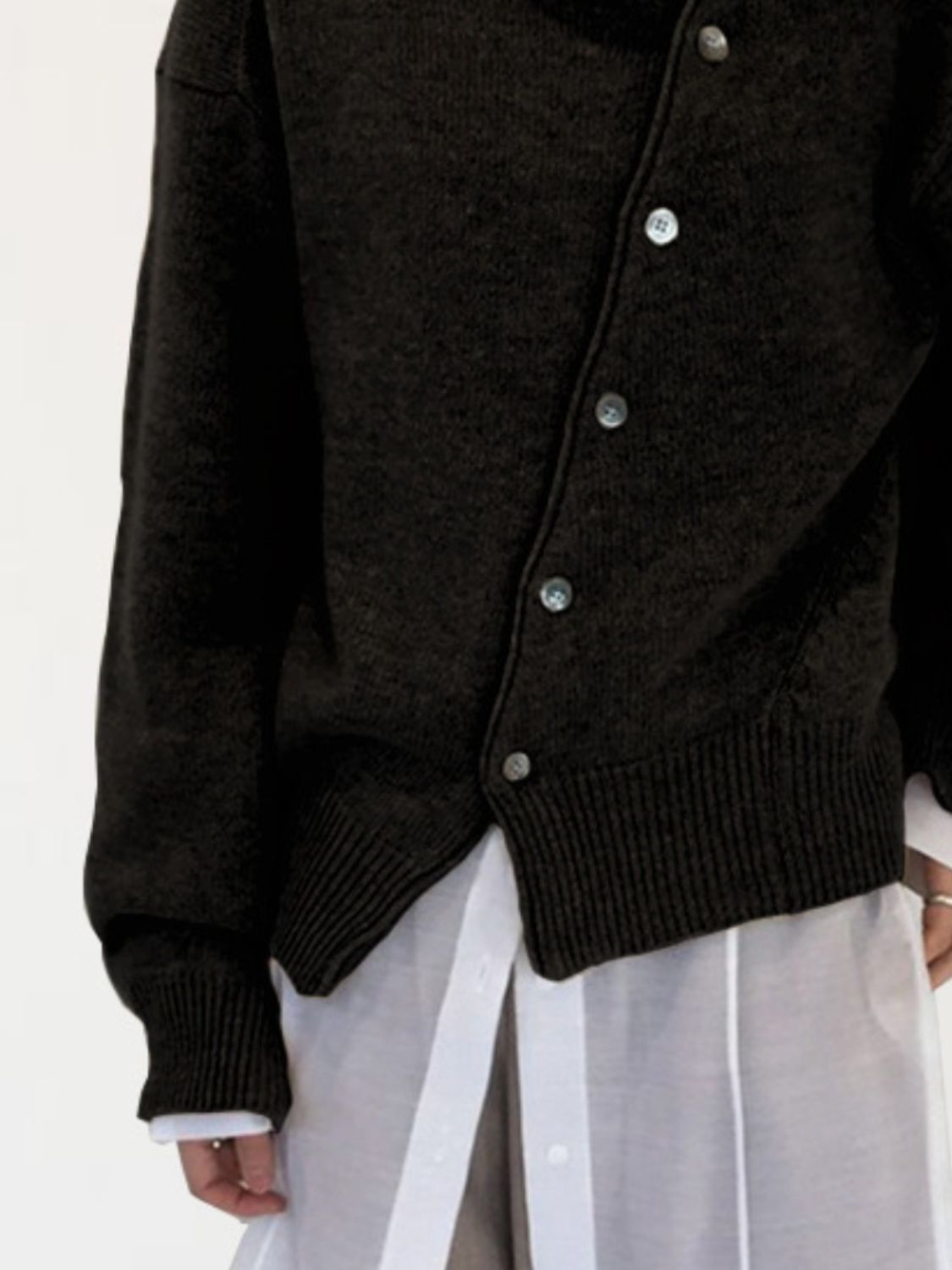 Drop Shoulder Buttoned Cardigan