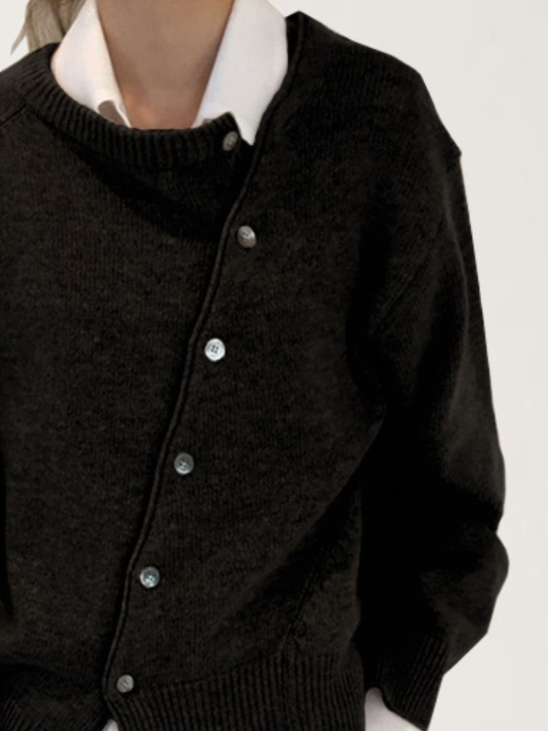 Drop Shoulder Buttoned Cardigan
