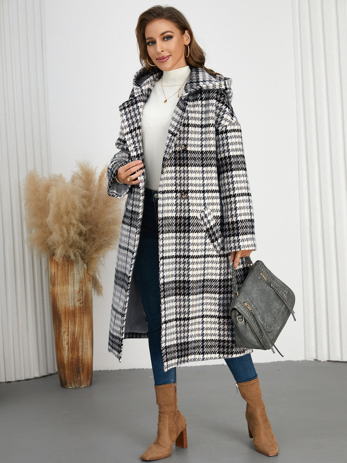 Mustard Plaid Longline Coat
