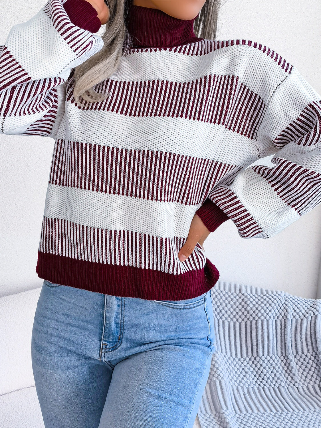 Striped Turtleneck Sweater