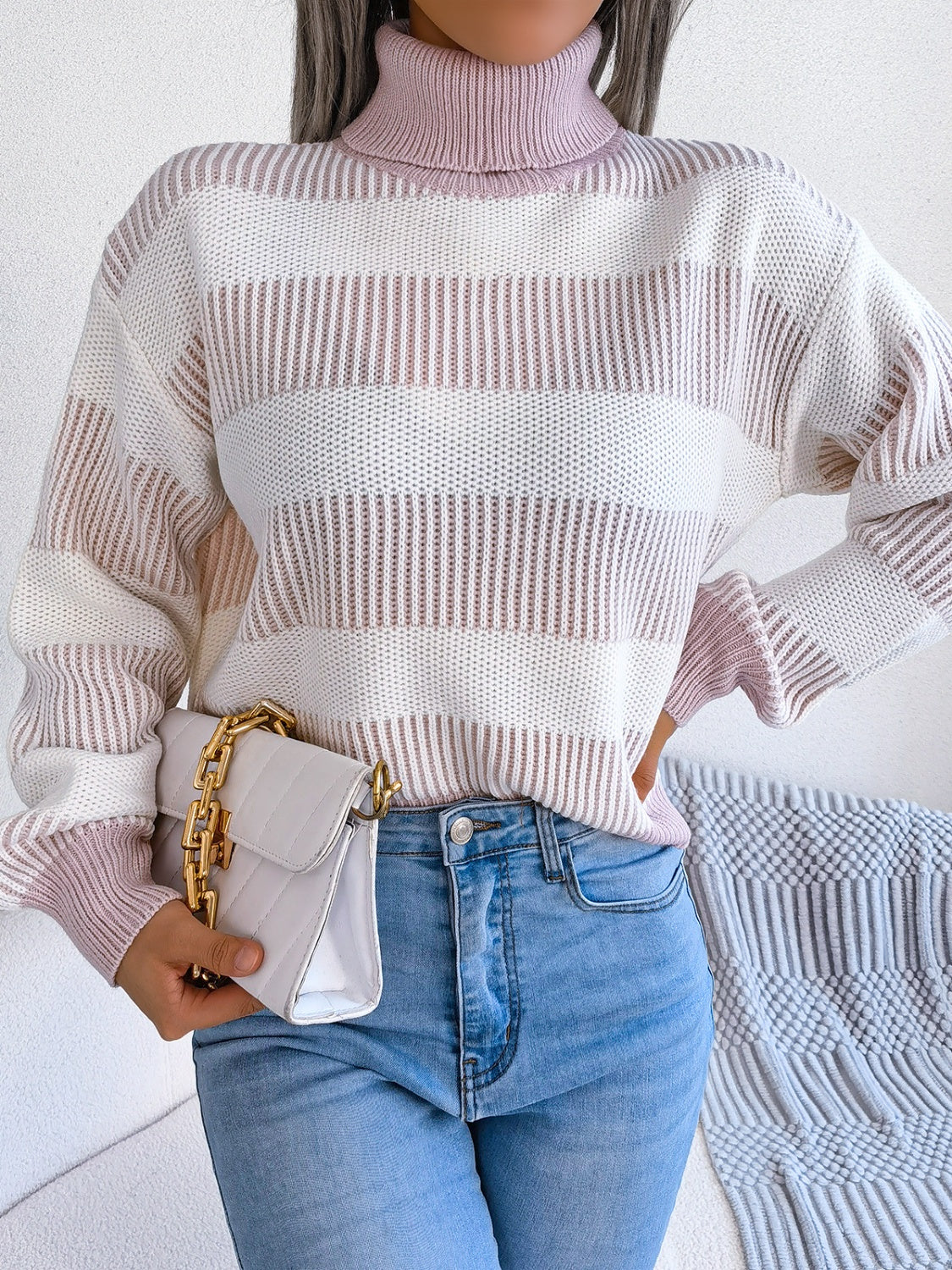 Striped Turtleneck Sweater