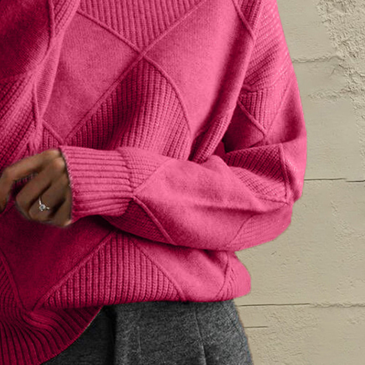 Geometric Turtleneck Sweater