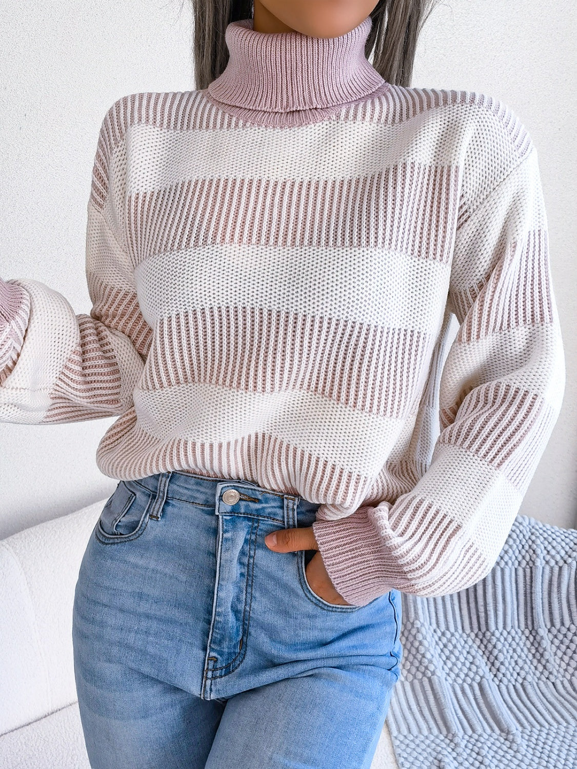 Striped Turtleneck Sweater