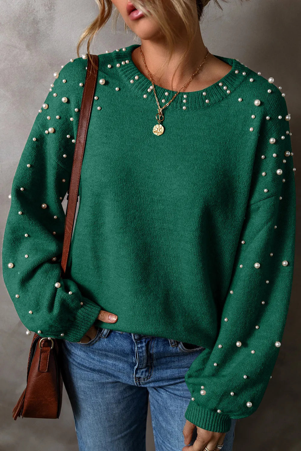 Pearl Detail Sleeve Sweater