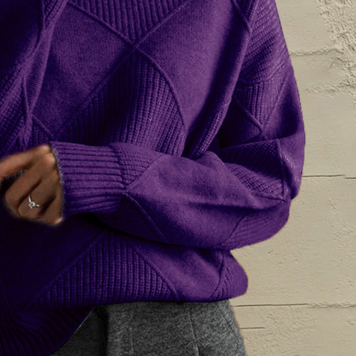 Geometric Turtleneck Sweater