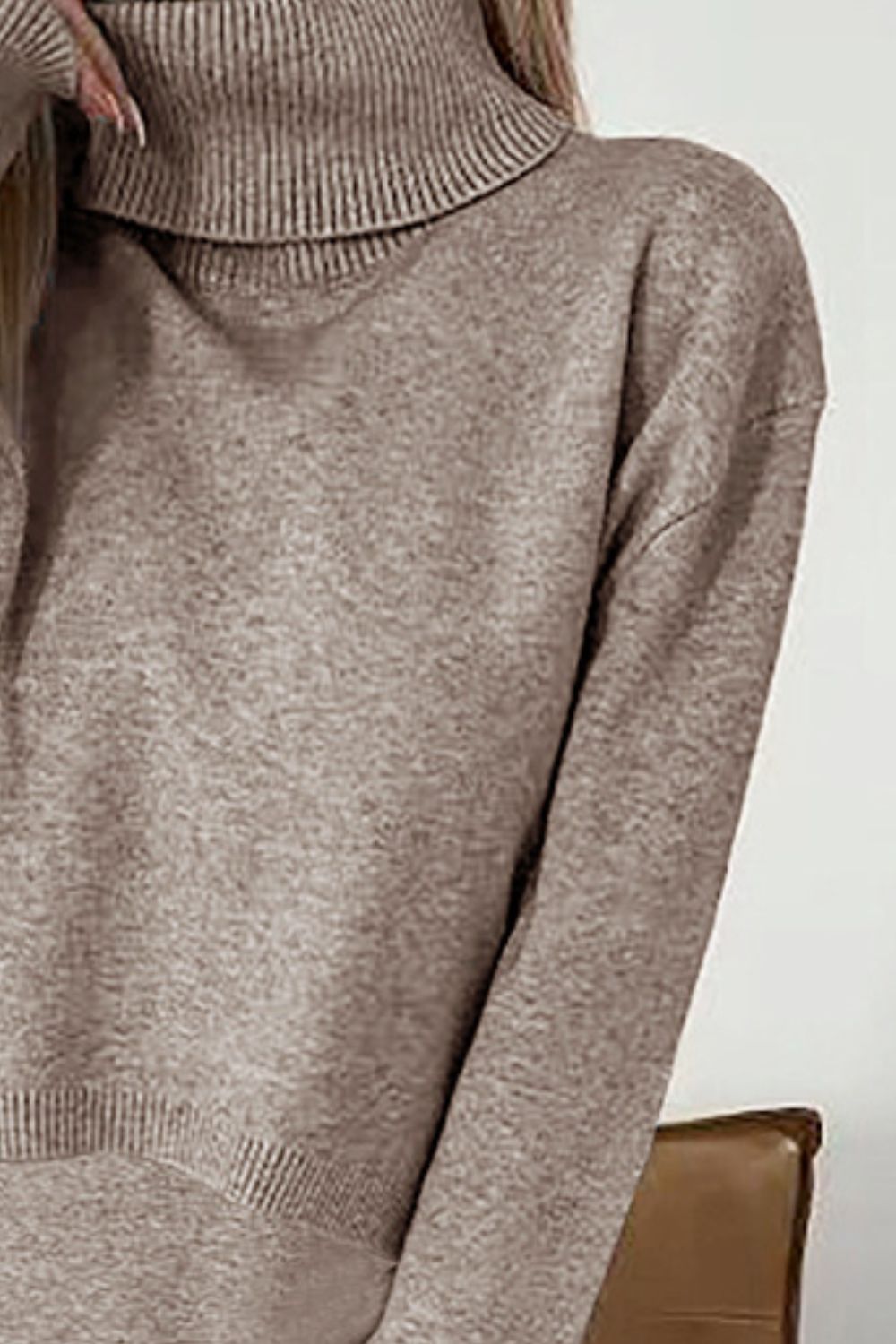 Turtleneck Shoulder Sweater and Midi Dress Sweater Set