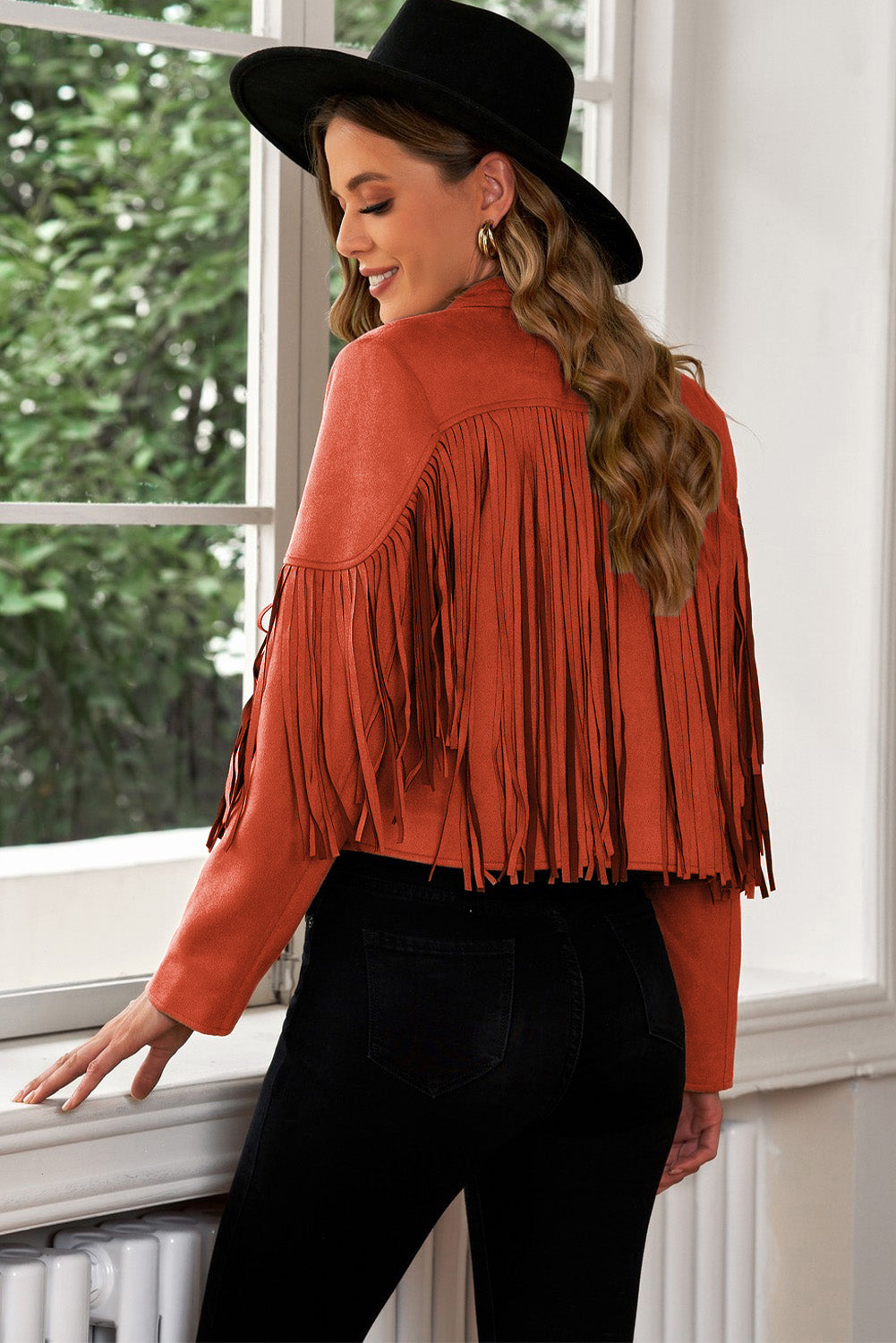 Fringe Trim Collar Cropped Blazer