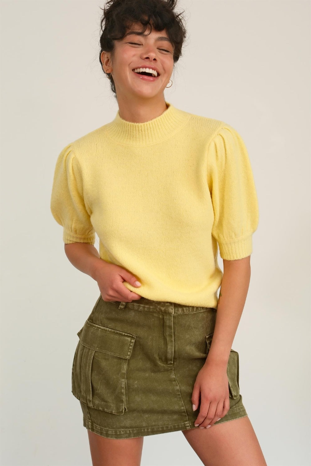 Lemon Puff Sleeve Sweater