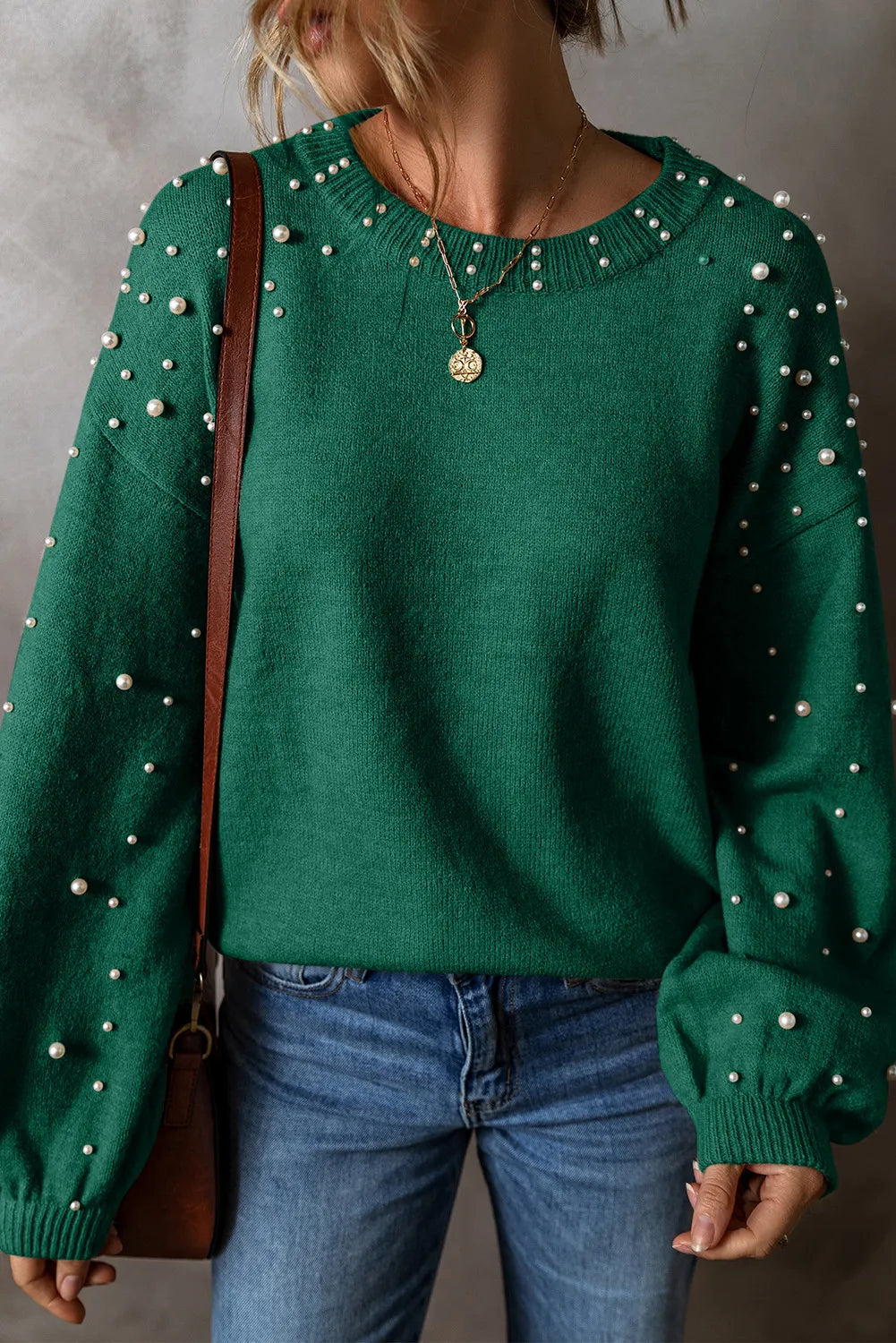 Pearl Detail Sleeve Sweater