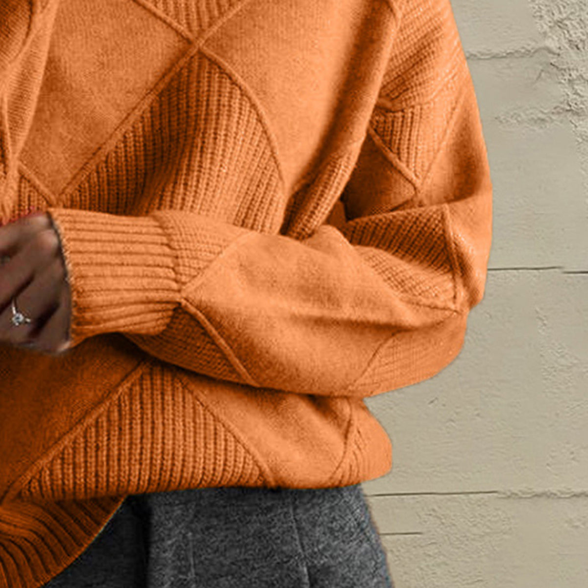 Geometric Turtleneck Sweater