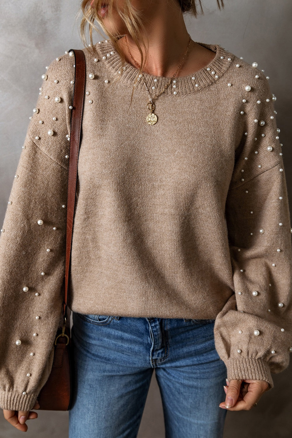 Pearl Detail Sleeve Sweater
