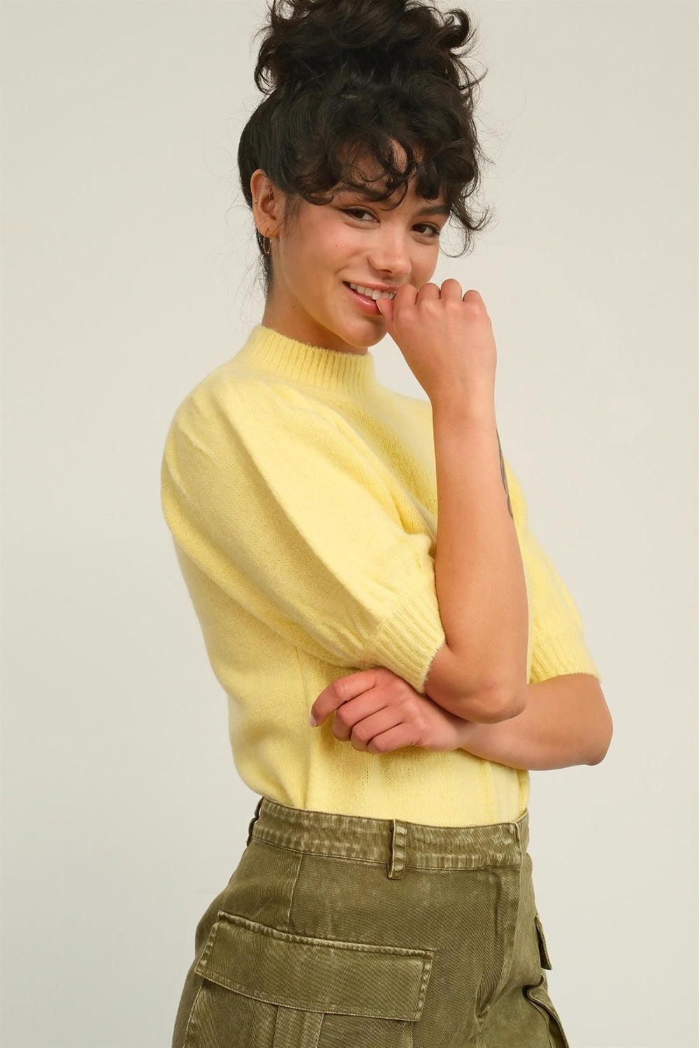 Lemon Puff Sleeve Sweater