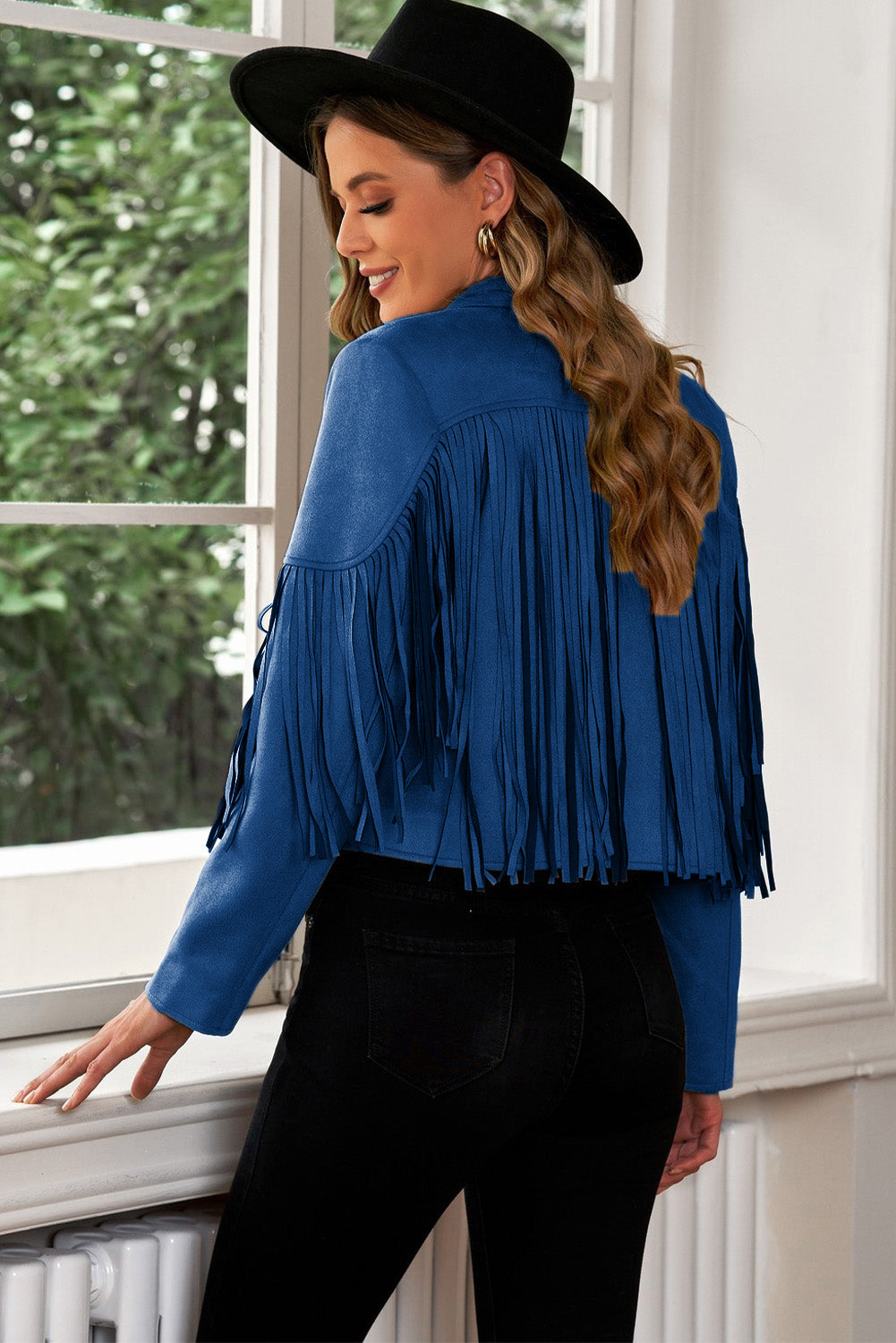 Fringe Trim Collar Cropped Blazer