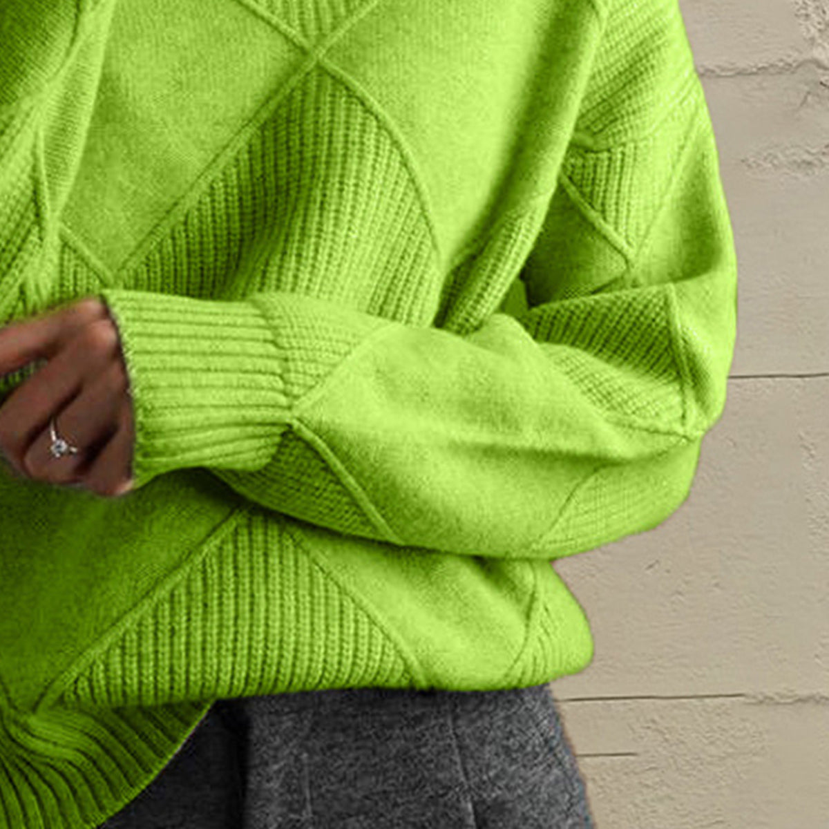 Geometric Turtleneck Sweater