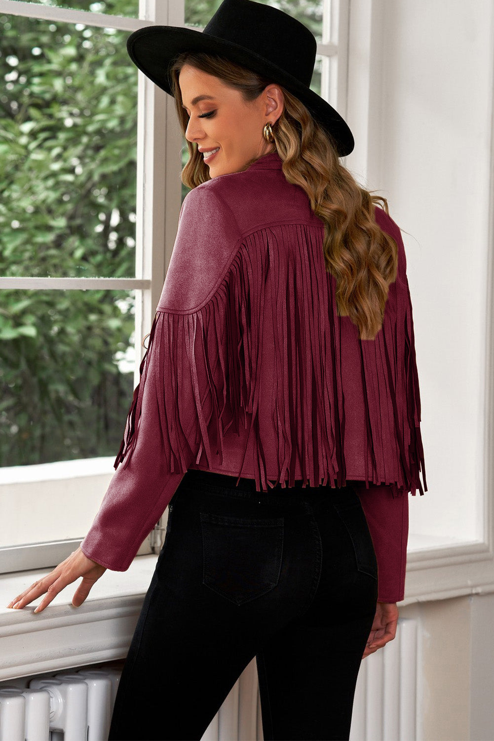 Fringe Trim Collar Cropped Blazer