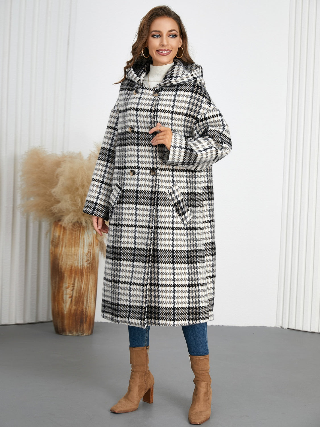 Mustard Plaid Longline Coat