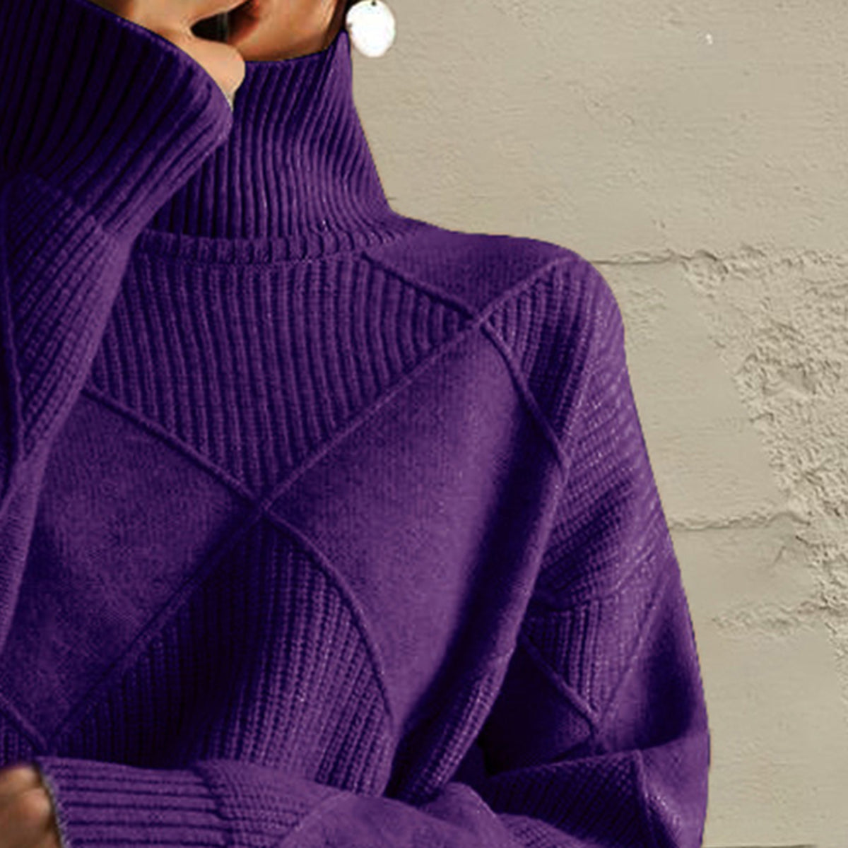 Geometric Turtleneck Sweater