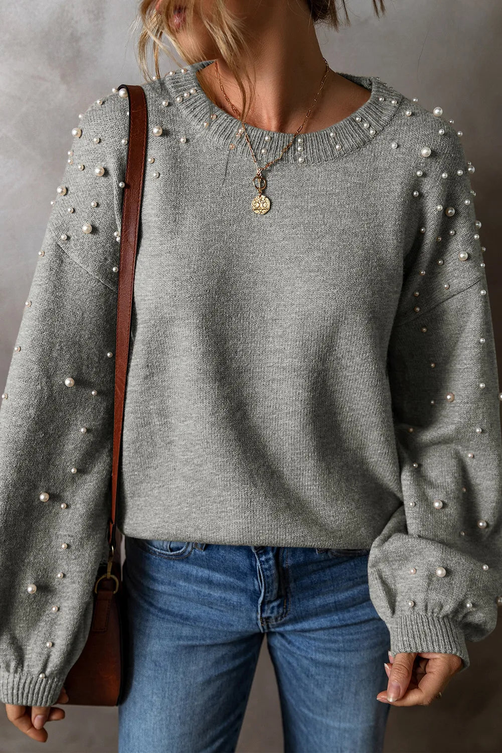 Pearl Detail Sleeve Sweater