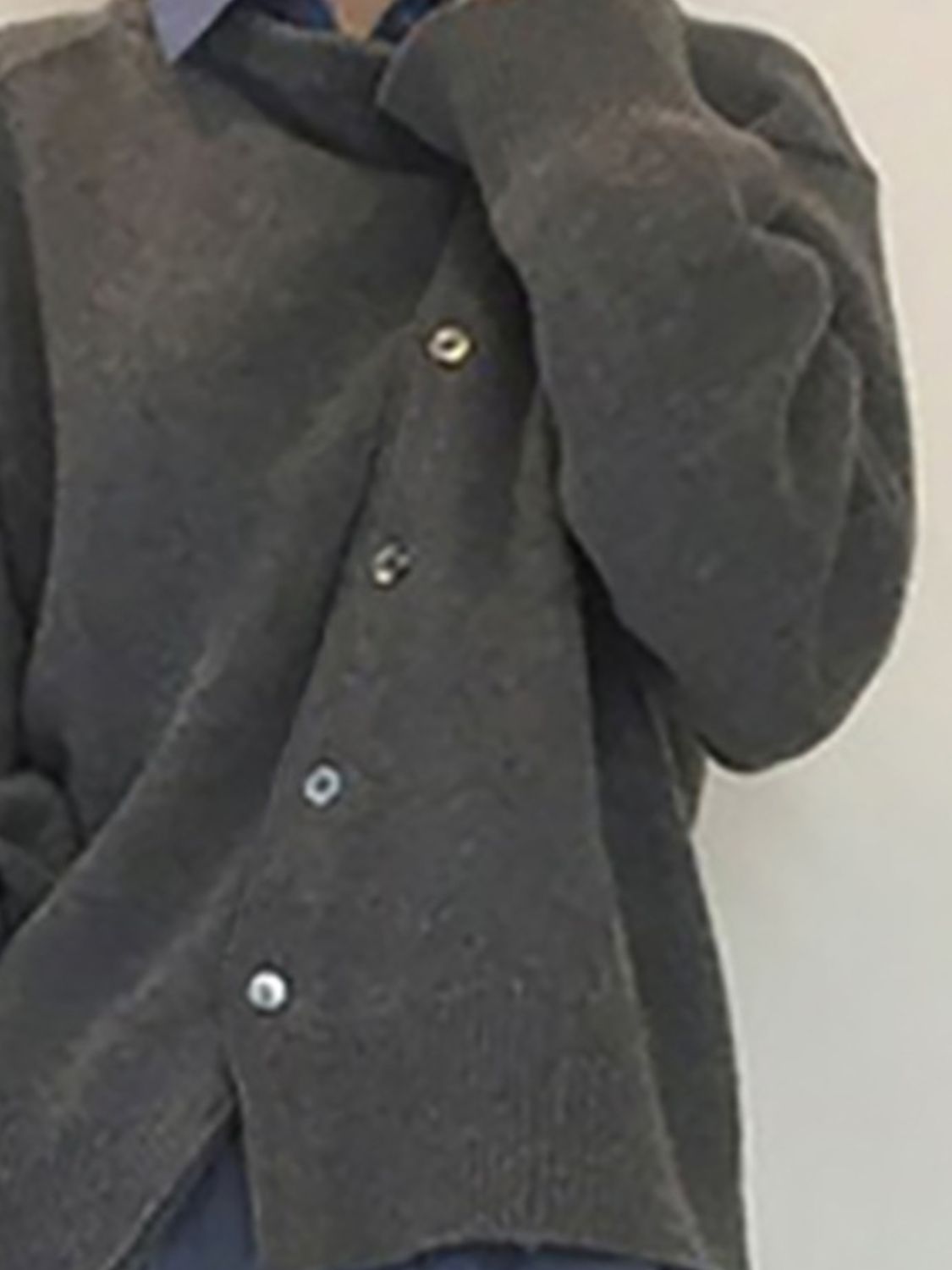Drop Shoulder Buttoned Cardigan