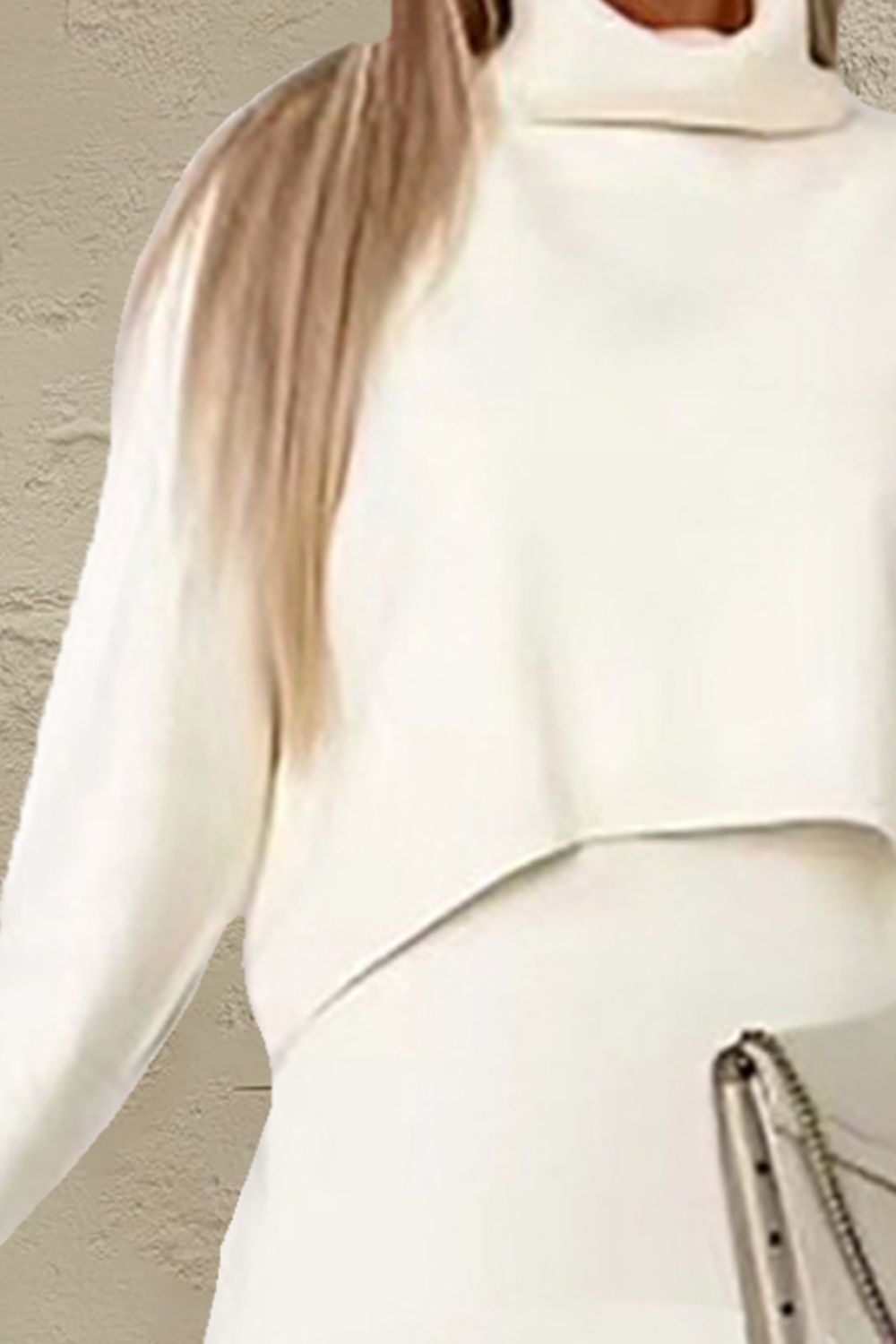 Turtleneck Shoulder Sweater and Midi Dress Sweater Set