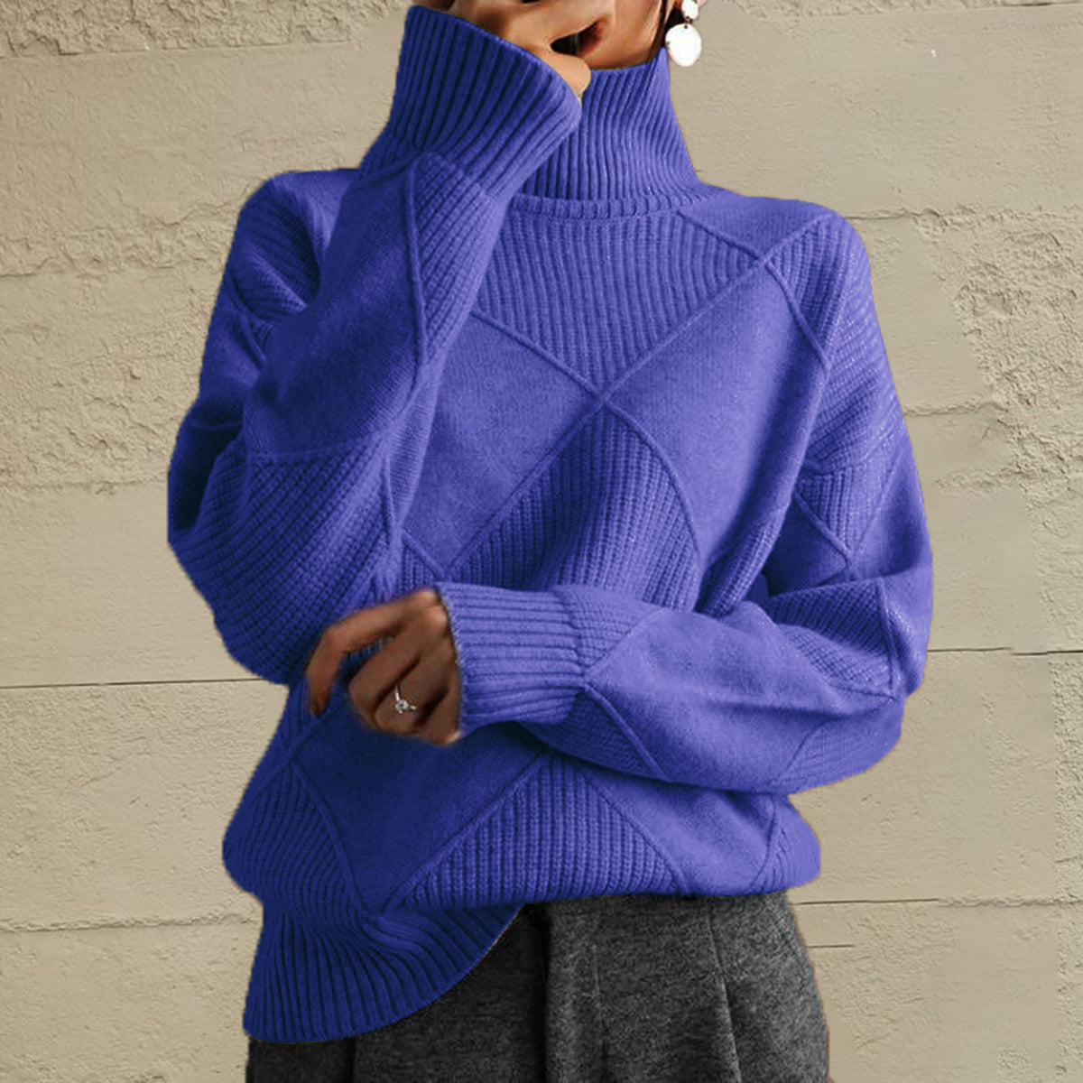 Geometric Turtleneck Sweater