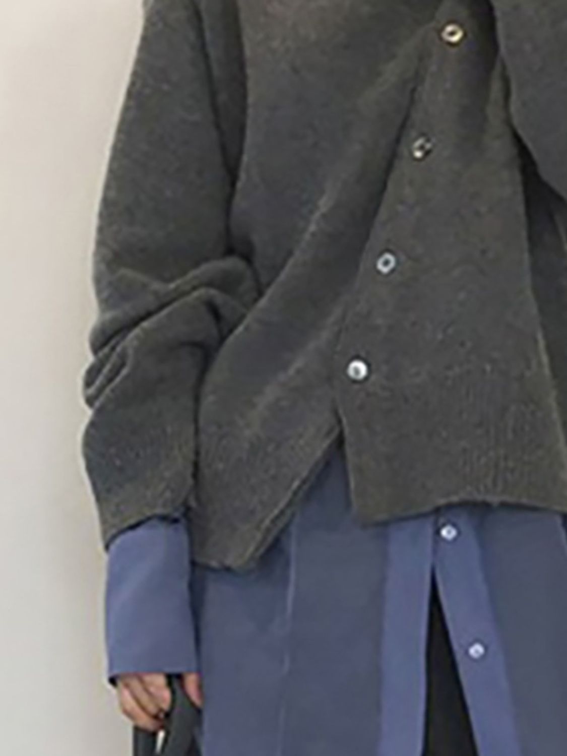 Drop Shoulder Buttoned Cardigan