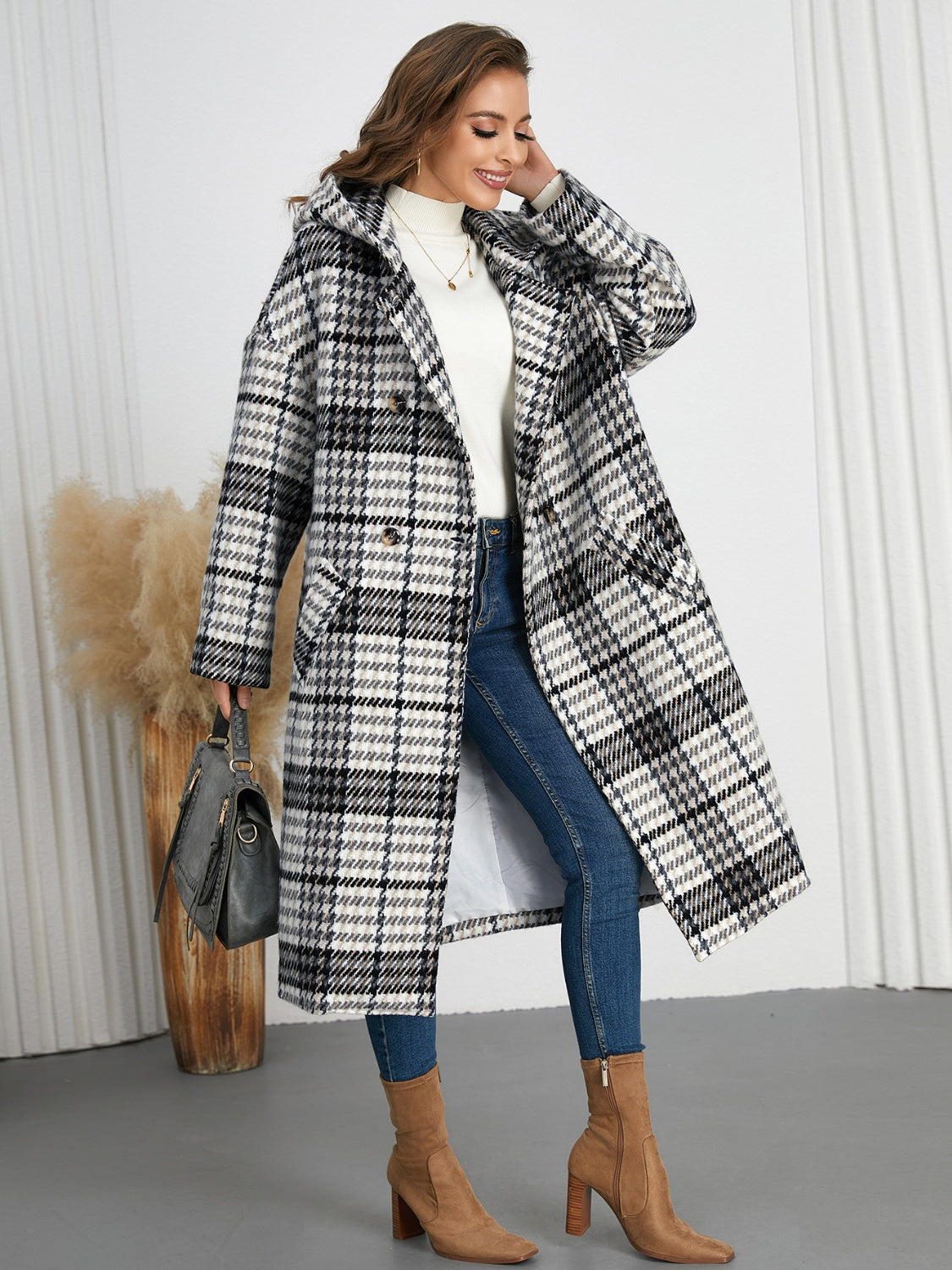 Mustard Plaid Longline Coat