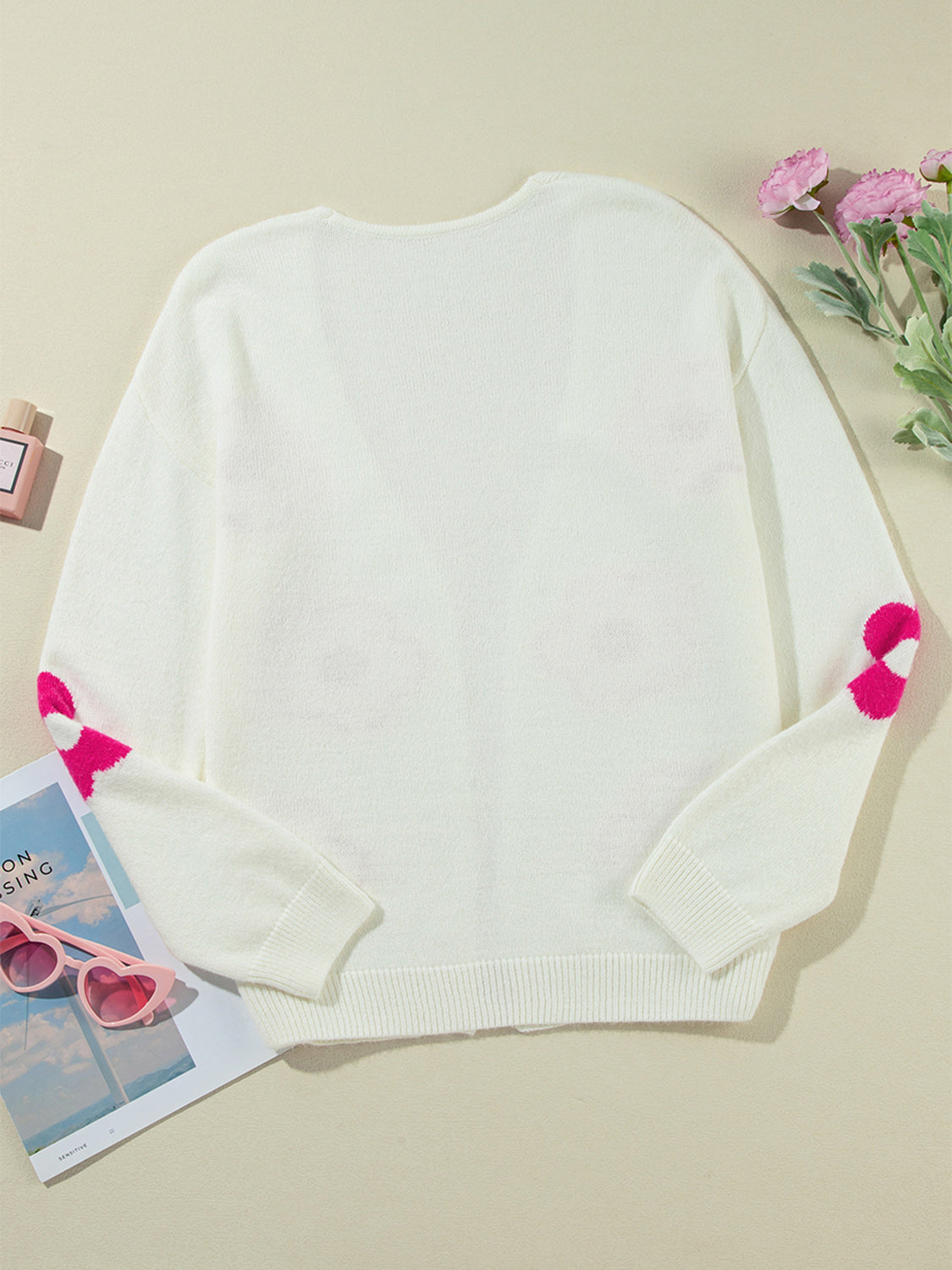 Pink Flower Sleeve Cardigan