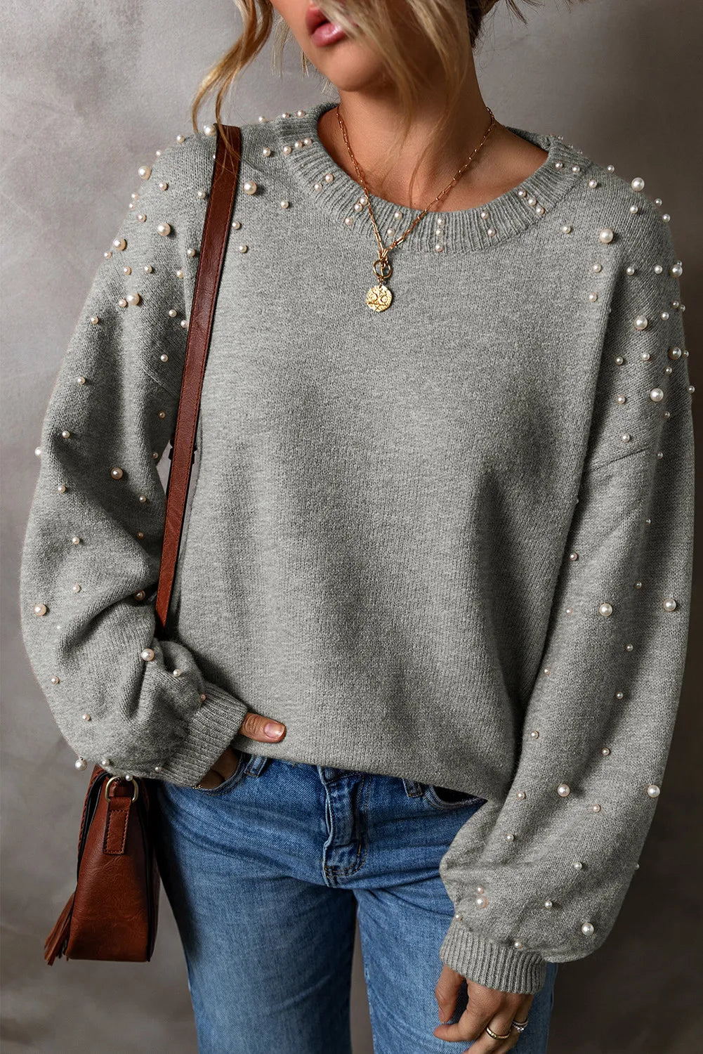 Pearl Detail Sleeve Sweater