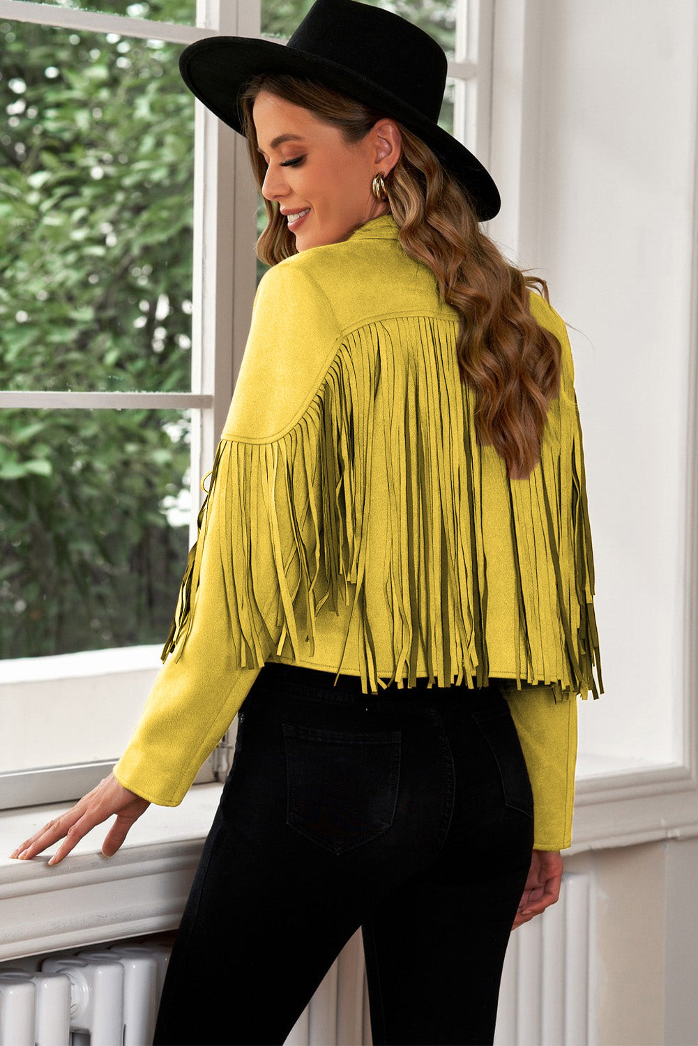 Fringe Trim Collar Cropped Blazer