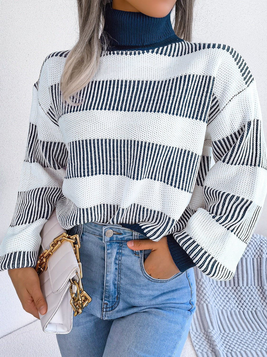 Striped Turtleneck Sweater