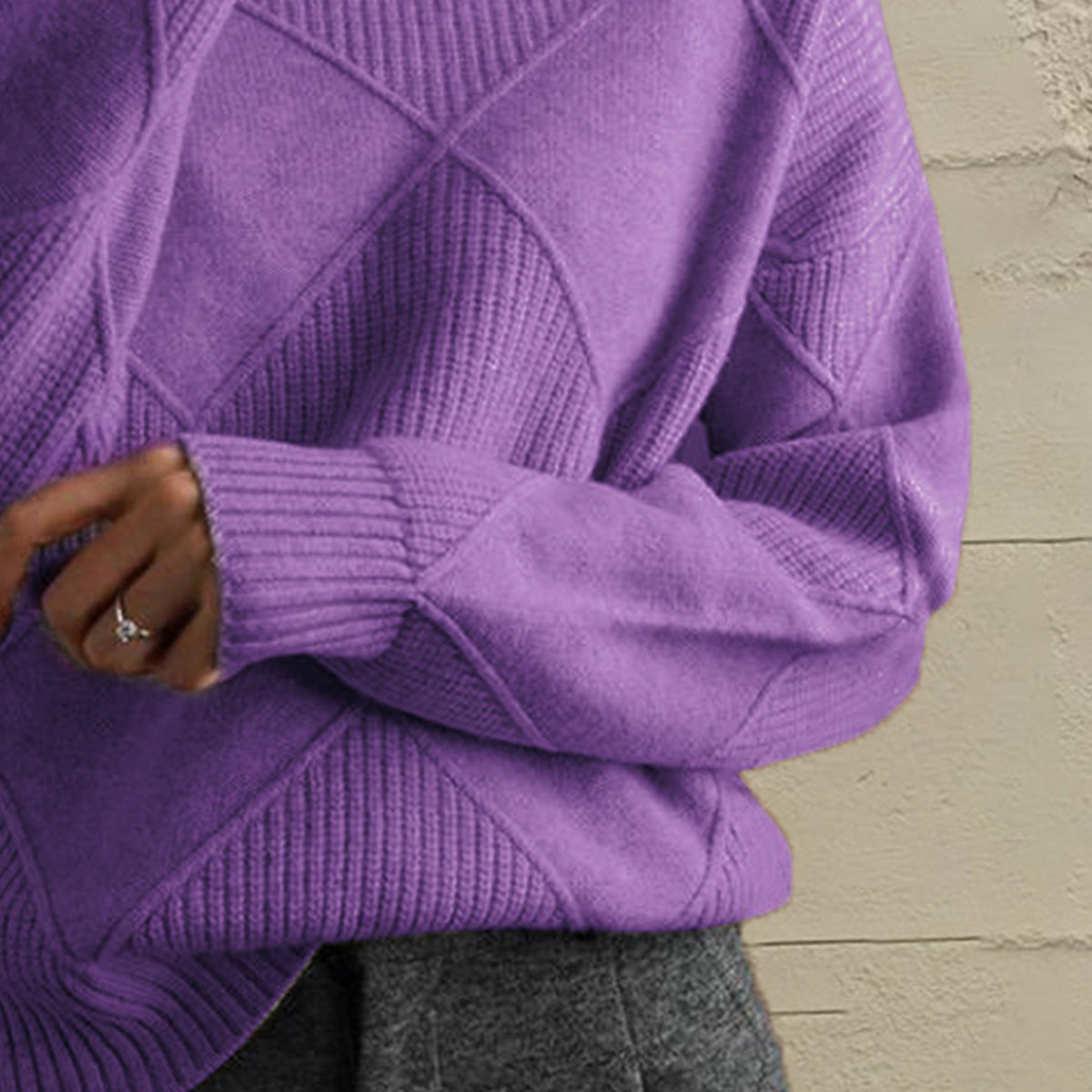Geometric Turtleneck Sweater