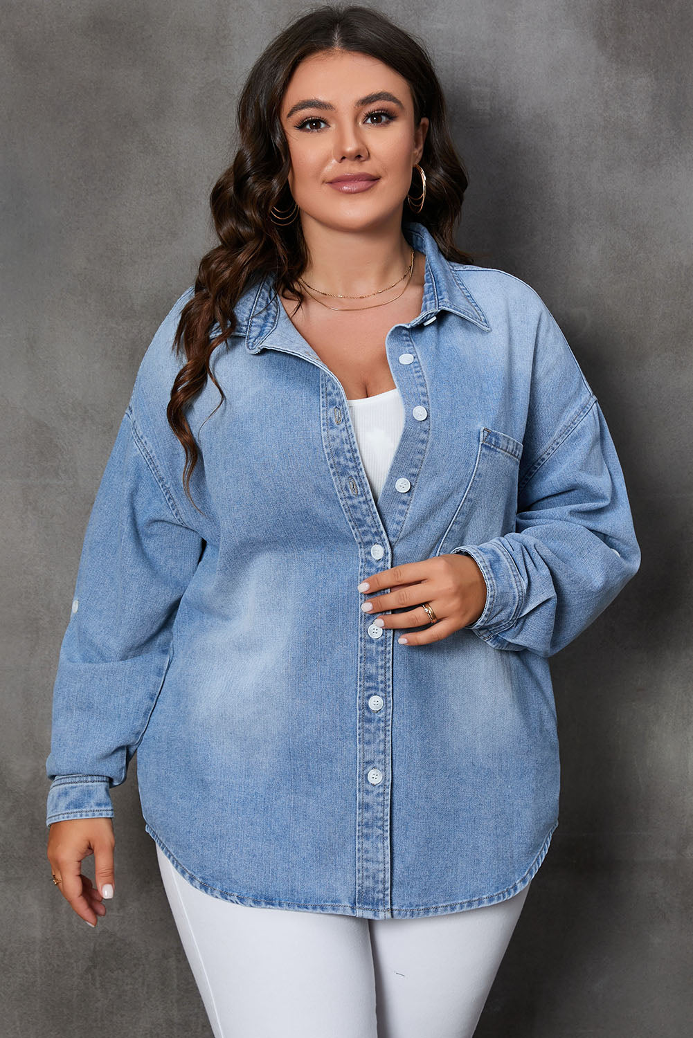 Denim Button Up Denim Top
