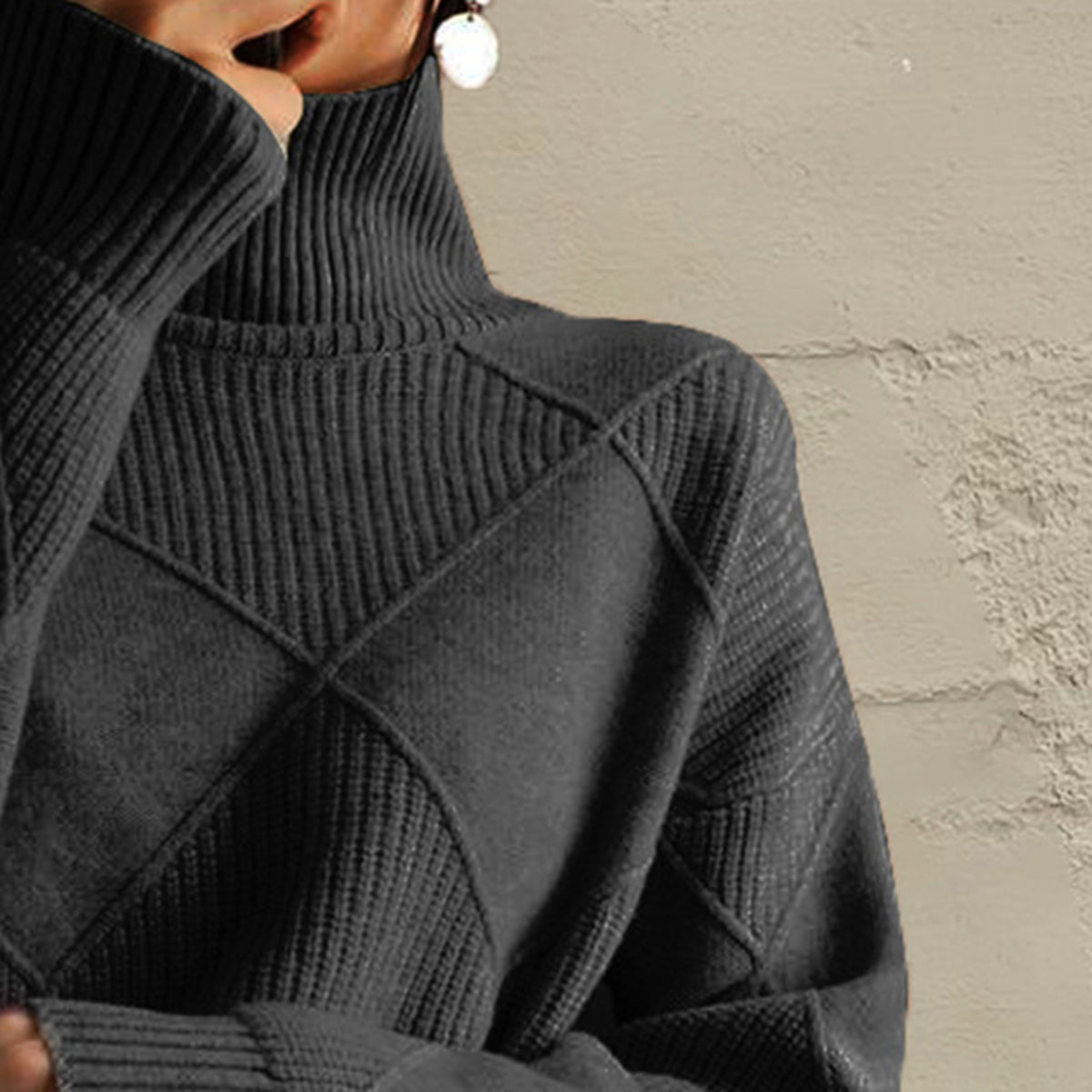 Geometric Turtleneck Sweater